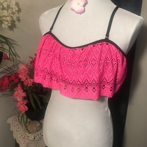 Pink/Black Bandeau Swim Top